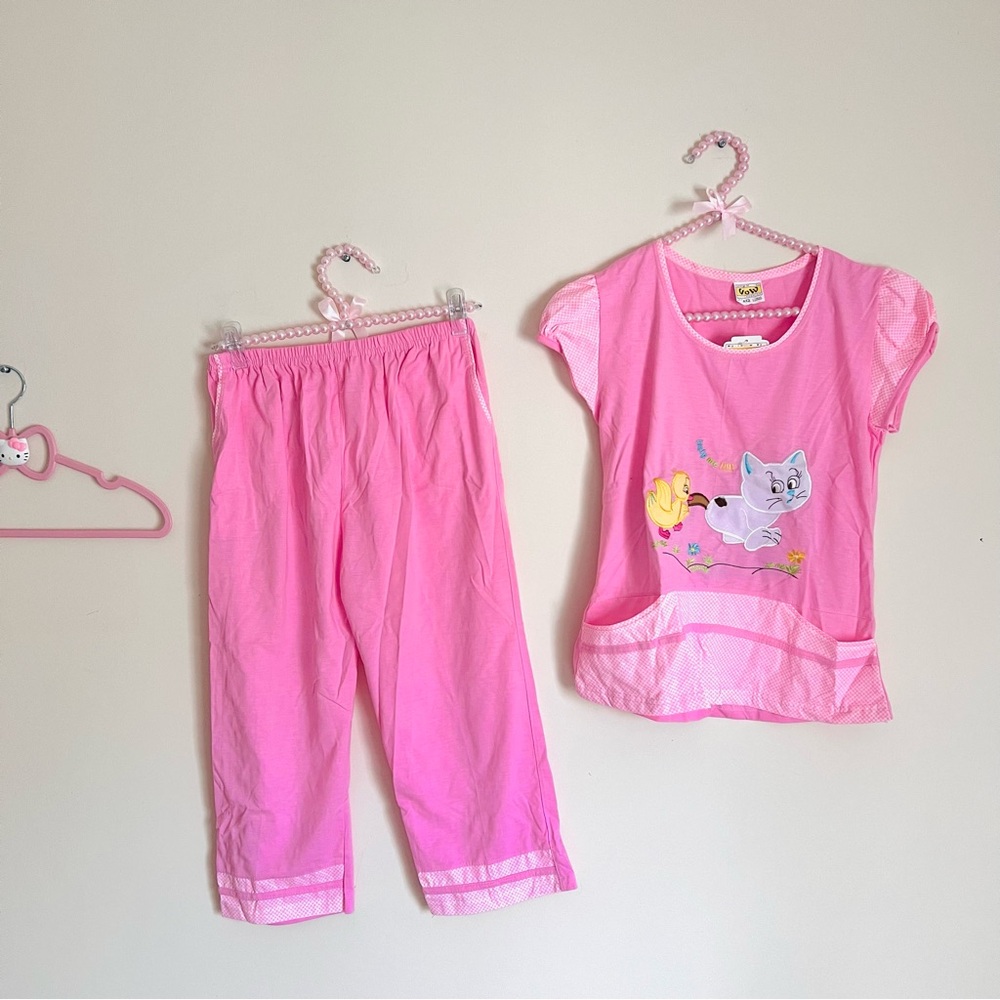 VIETNAMESE BRAND [Teen or Women] Pink Pajamas Set with Cat Embroidery ⋆ NWT ⋆